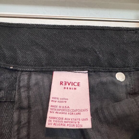 Revice Denim Ex-Boyfriend Button Fly Distressed Ripped High Rise Jeans Black 25 - Picture 7 of 12